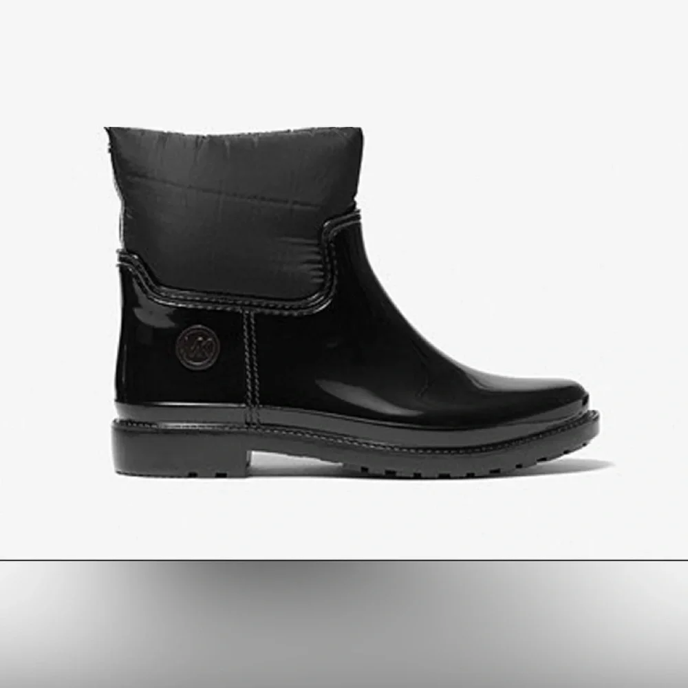 NIB MICHAEL MICHAEL KORS Blakely Logo Tape PVC and Nylon Rain Boot 11M